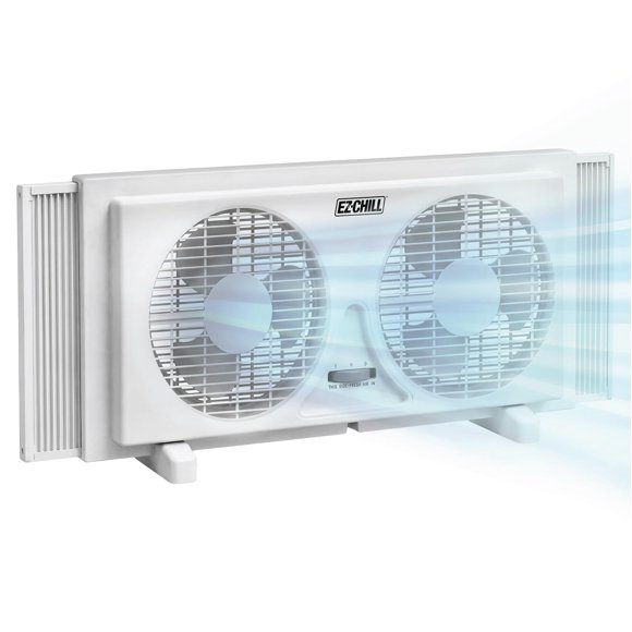 Ventilador de ventana EZ-CHILL 23 cm 2 velocidades reversible blanco