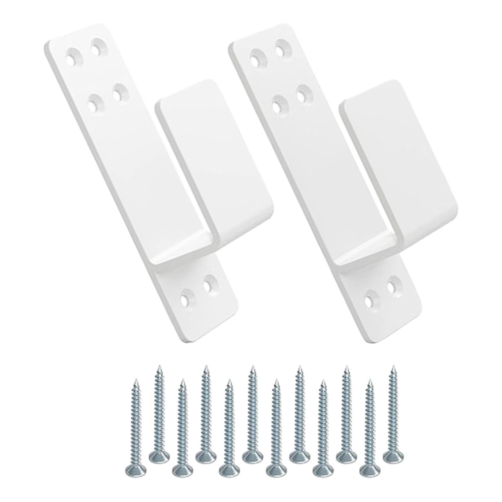 Magideal - Soportes De Barrera Para Puerta, Soportes Para Barra De Puerta, Acero Al Carbono, Resistentes, Se Adapta A Soporte De Barra Abierta De Caída De Madera Blanco