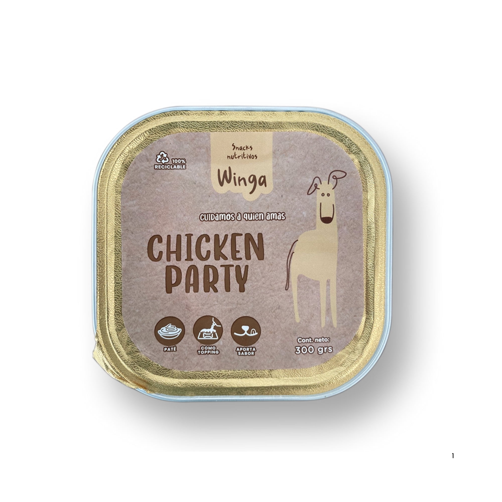 Paté Winga Chicken Party para Perros 300 Grs.