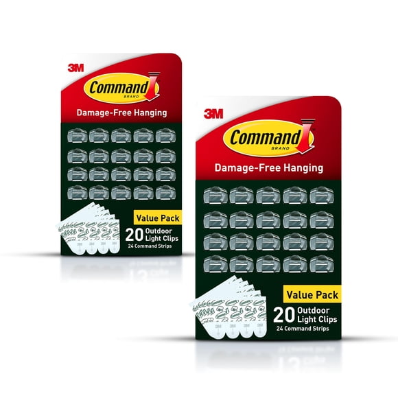 Light Clips Command Outdoor, 40 tiras transparentes, 48 tiras, resistentes al agua