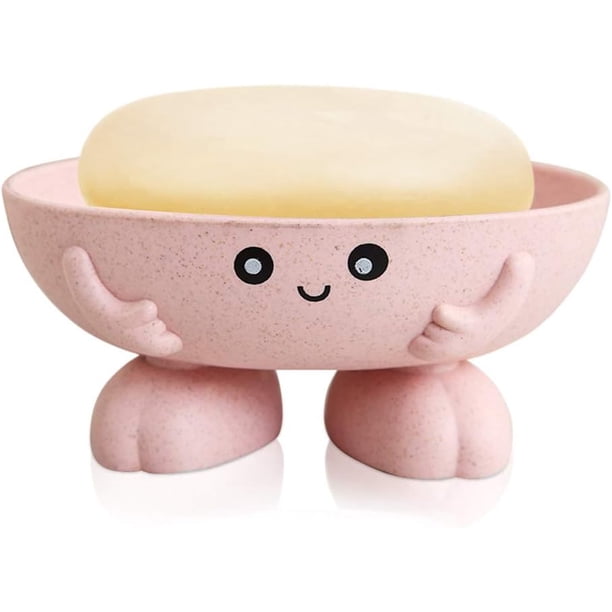 Jabonera, bonita jabonera para niños, creativa y encantadora bandeja para jabón en barra, ideal para ducha, baño, cocina, encimera, color azul.