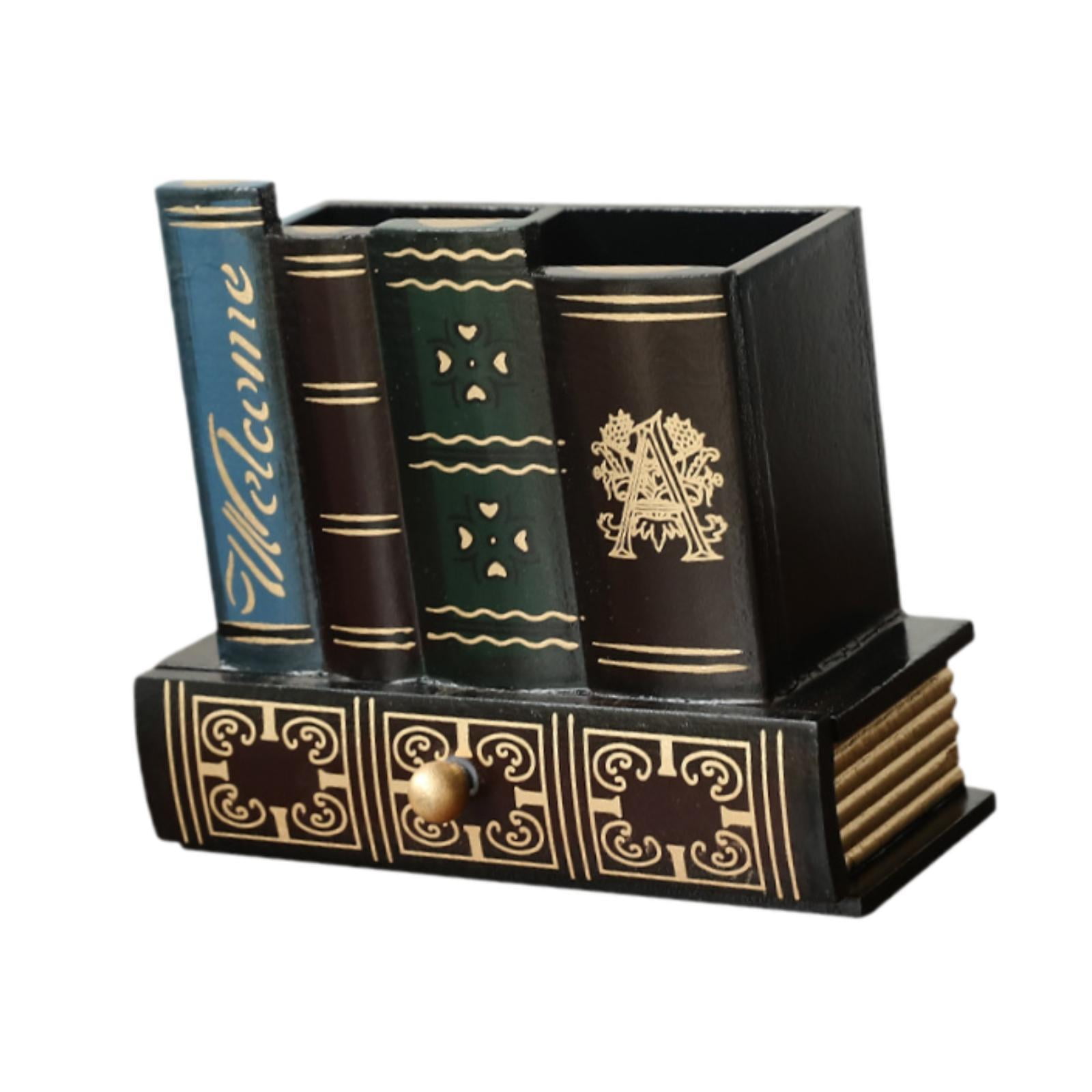 Bothyi - Administrador De Lápiz Decorativo De Libro Vintage Adorno De Libro Falso Para Escritorio Estudio Café Carta A