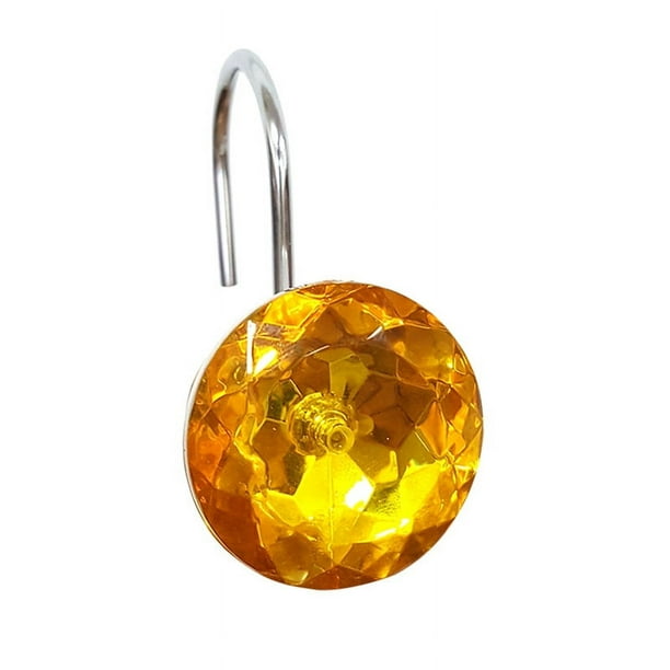 12pcs Shower Curtain Hooks, Decorative Rhinestones Acrylic Crystal Shower Rings, Curtain Hooks For Bathroom, Bedroom And Living Room, Bathroom Supplies