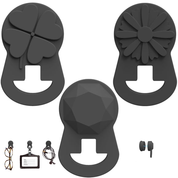 Portagafas Magnético de Silicona Negro hamdrit, 3 Piezas