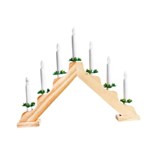 Magideal - Candelabro Eléctrico Con Velas Sin Llama, Detalles Vívidos, Artesanías Artísticas, Candelabro Sueco, Candelabro Led Para Accesorios De Fiesta, Porche Color De Madera