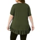 thumbnail image 3 of Blusas con Volantes y Mangas Cortas con Botones en el Cuello en V para Mujer de Talla Grande de Agnes Orinda, Talla 1X, Verde Militar, 3 of 6