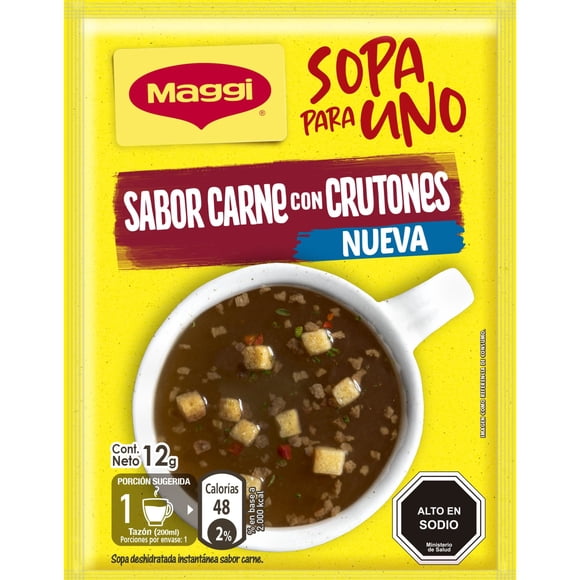 Sopa para Uno Sabor Carne con Crutones Sobre, 12 g