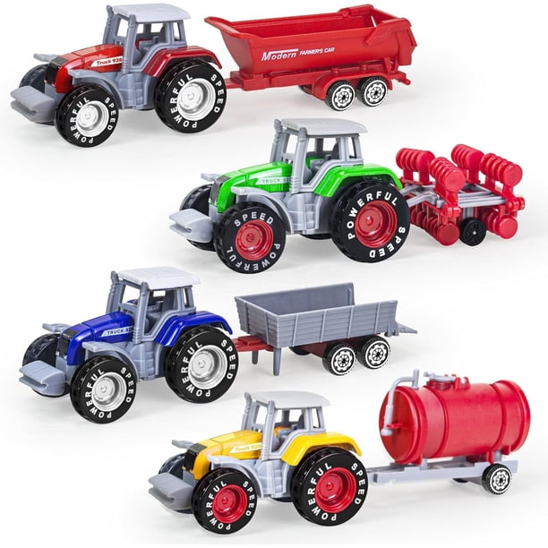 Set de tractor agrícola de juguete AtomDream Tech con remolques para niños de 3 a 8 años