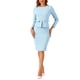 thumbnail image 1 of INSPIRE CHIC Vestido ajustado de mujer con peplum, atuendo de maestra para el regreso a clases, cuello redondo, manga larga, cintura alta, vestido de trabajo midi, azul cielo, talla S, 1 of 5