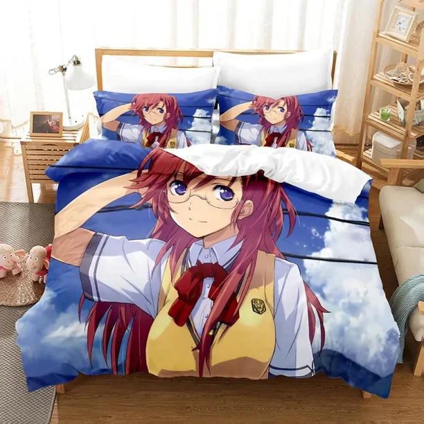 New Kawaii Waiting in the Summer Bedding Set Cartoon three-piece set Adult Kid Bedroom Duvet cover Sets bedding set Bed Sheets