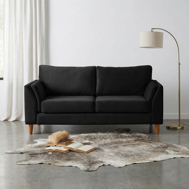Sofá Milan 2C Con Resortes Pocket Tela Velvet Negro