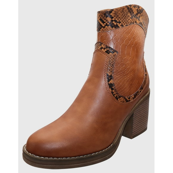 Bota corta print Camel