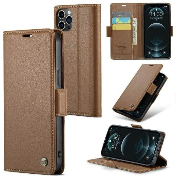 CaseMe tipo cartera iPhone 12 Pro Max con cierre magnético, RFID, tarjetero, soporte, carga inalámbrica
