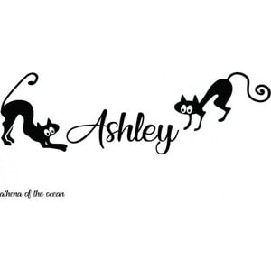 Rienda Libre Graphics - Decomural Personalised Name Cute Cats Ws-41436