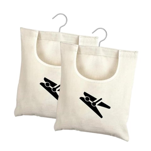Magideal - 2 Bolsas De Almacenamiento Para Pinzas De Ropa, Organizador De Almacenamiento Con Gancho Giratorio De 360 Grados, Soporte Multiusos Para Pinzas De