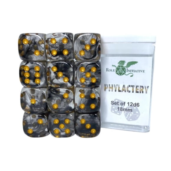 Set de dados Role 4 Initiative d6, 18 mm, Phylactery w/Gold (12)