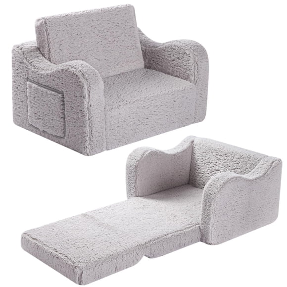 Sillas para niños MOMCAYWEX Sofá sherpa suave 2 en 1 para niños pequeños