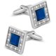 thumbnail image 1 of Gemelos cuadrados clásicos de cristal Swarovski Merit Ocean para hombre, de cristal azul, con caja de regalo, estilo elegante., 1 of 7