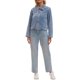 thumbnail image 2 of INSPIRE CHIC Chaqueta de Mezclilla Recortada con Cremallera para Mujer, Manga Larga, Estilo Bomber de Motocicleta, 2XL Azul Claro, 2 of 6