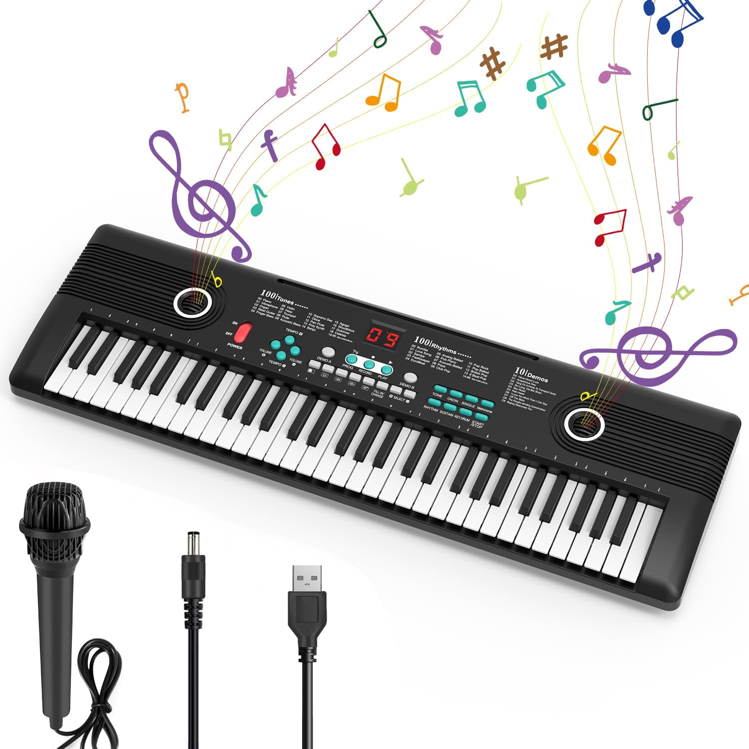 Teclado Y Piano Rfgyhet De 61 Teclas Con Altavoz Y Micrófono Para Niños