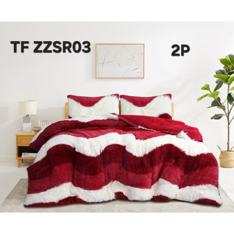 Aladdins Shop - Cobertor De Invierno Peludo Con Chiporro 2 Plazas Blanco Y Burdeo