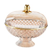 Magideal - Frutero Multifuncional Frutero De Pedestal Frutero Para Encimera Frutero Con Tapa Material Pet Transparente Con Diseño Sofisticado Adecuado Para Sala Ámbar