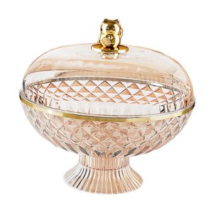 Magideal - Frutero Multifuncional Frutero De Pedestal Frutero Para Encimera Frutero Con Tapa Material Pet Transparente Con Diseño Sofisticado Adecuado Para Sala Ámbar