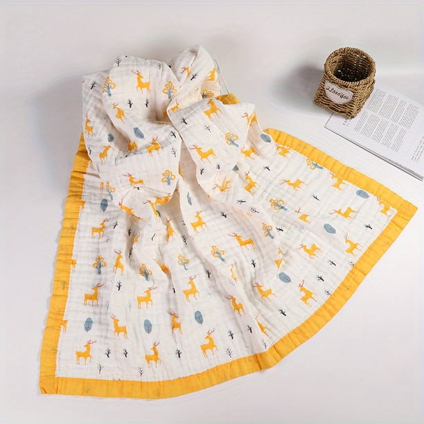 Baby Bath Towel For Girl Boy, 43" X 43" 100% Cotton Baby Blanket, Newborn 6-layer Muslin Cotton Gauze Soft Absorbent Swaddle Blanket, Shower Wipe