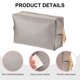 thumbnail image 3 of Bolsa de Maquillaje Cuadrada de Cuero PU, Organizador Cosmético Impermeable con Cremallera para Viaje, Neceser para Mujeres para Sostener Brochas de Maquillaje (Gris Dorado, Pequeño), 3 of 7
