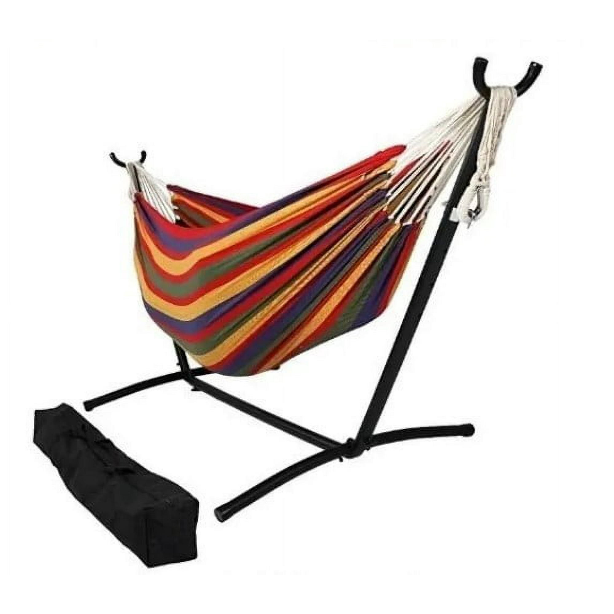 Genérico - Hamaca Doble Rojo Con Soporte Acero, Estuche, Interior Y Exterior