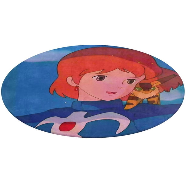 Nausicaä del Valle del Viento Alfombra Redonda de Felpa Coral, Antideslizante, No Desprende Pelusas, Lavable y Duradera para Salón, Dormitorio y Habitación de Niños 60cm