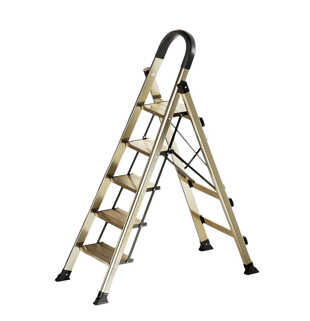 Escalera De Aluminio Dorada 5 Escalones By Lubabycas