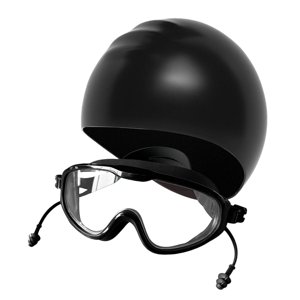 Ioensy - Gafas De Natación Y Gorro, Portátiles, Para Buceo, Natación, Piscina, Color Negro