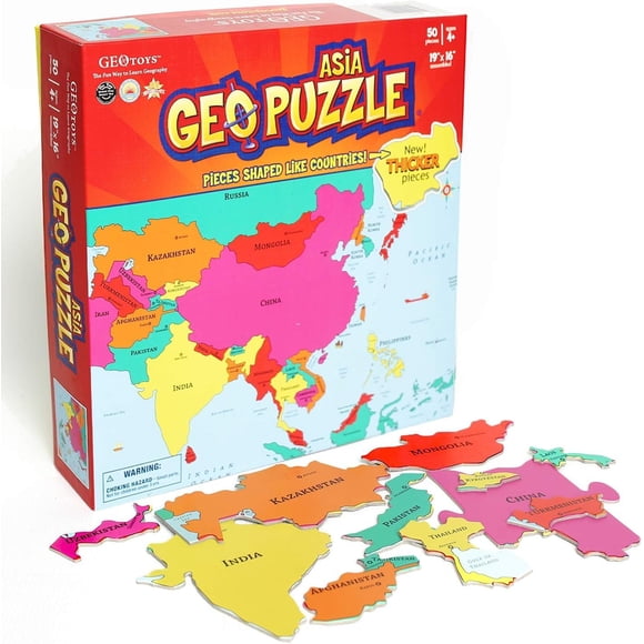 Rompecabezas Geotoys GeoPuzzle Asia 50 piezas para niños de 6 a 9 años