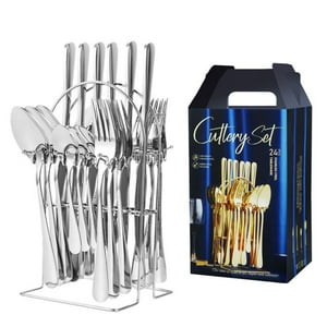 Crusec - Set De 24 Cubiertos De Acero Inoxidable Deluxe