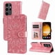 thumbnail image 1 of Funda tipo cartera FOXDOCK para Samsung Galaxy S24 Ultra , diseño girasol en relieve, cuero PU, cierre magnético, soporte y tarjetero, 1 of 5