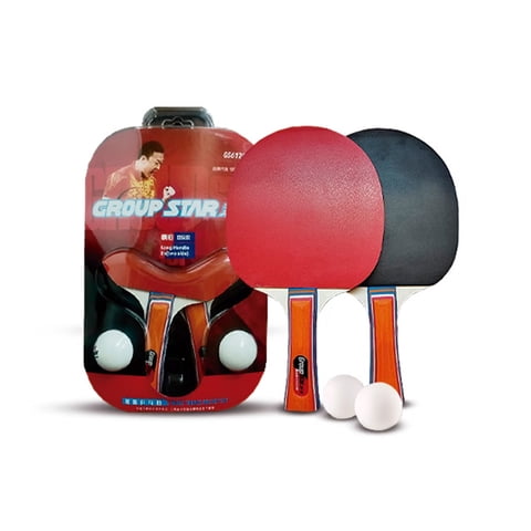 Genérico - Set 2 Paletas Ping Pong 2 Pelotas Groupstar Mango Largo