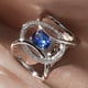 thumbnail image 1 of Round Blue Sapphire Silver Engagement Ring Sizable For Women Wedding/ Valentines / Engagement 1pc, 1 of 3