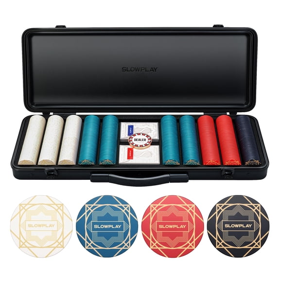 Set de Póker SLOWPLAY 10 g 39 mm Fichas de Cerámica Texas Hold'em