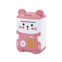 Leonimport - Alcancía Gato Ahorro Automática Contraseña Sonido Y Huella Rosa