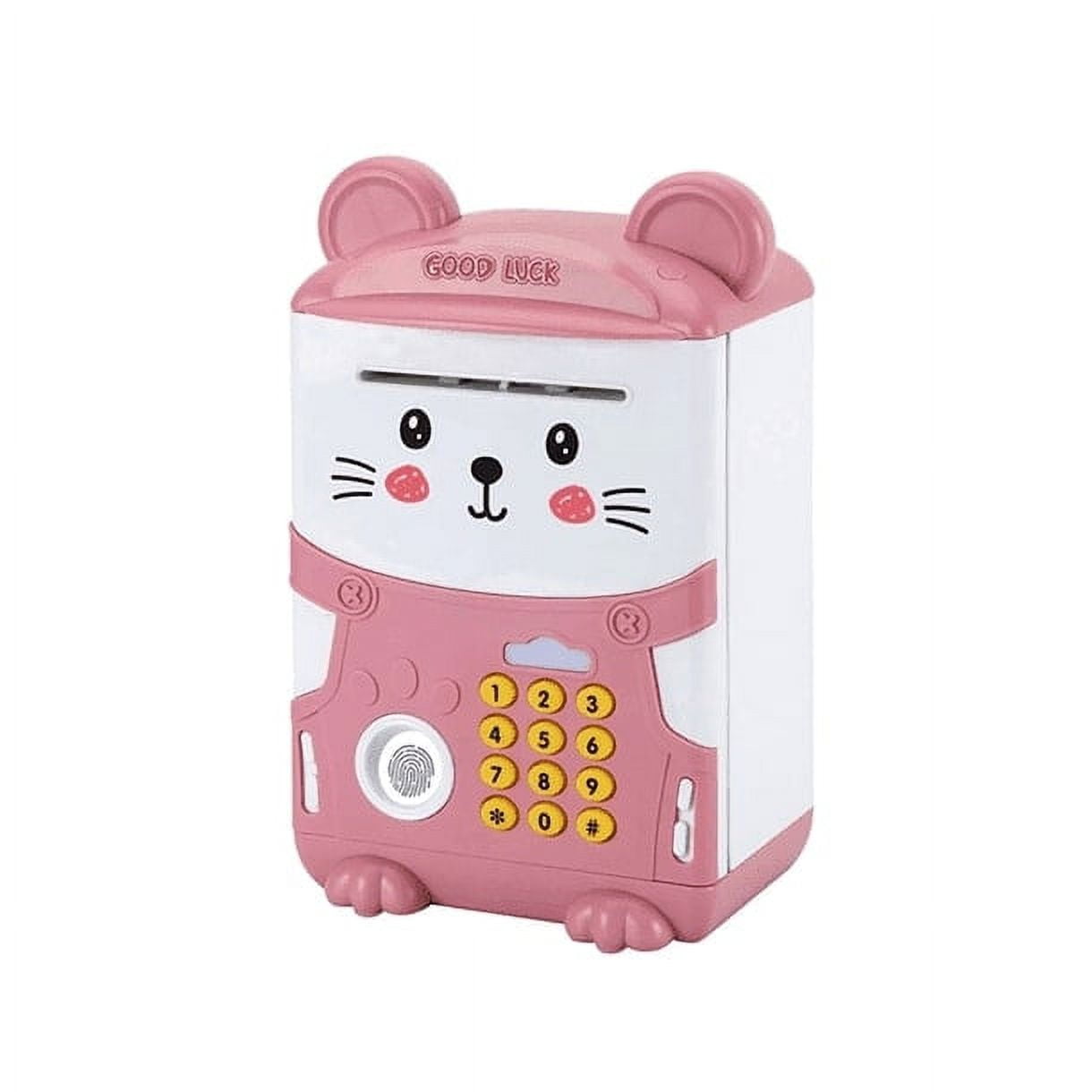 Leonimport - Alcancía Gato Ahorro Automática Contraseña Sonido Y Huella Rosa