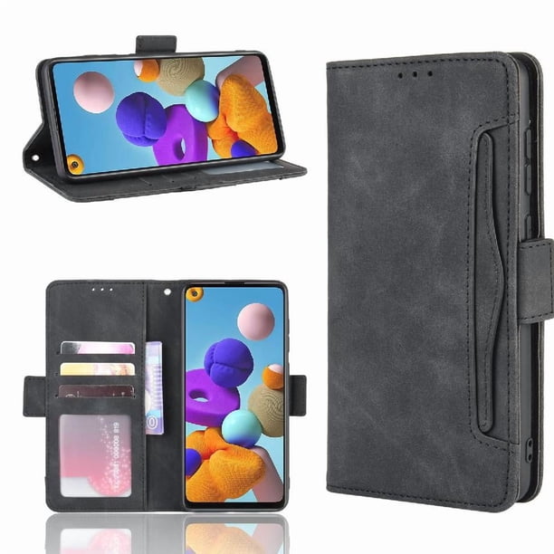 Funda Cartera Magnética para Samsung Galaxy A21S- Tarjetero Desmontable, Cuero PU, Soporte