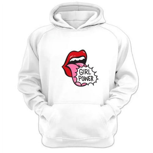 Polerón Canguro Girl Power Blanco Talla S Unisex