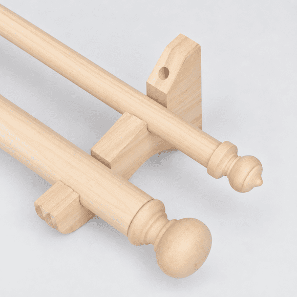 Set De Barras Madera Doble 22/35 mm Natural 240 cm