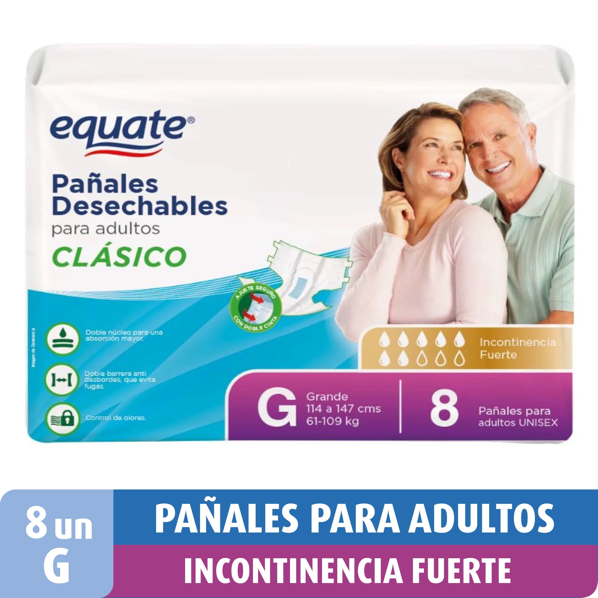 Pañales Adultos Clasicos Talla G 8 Un Equate