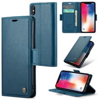 Caseme Tipo Cartera Iphone X/Xs Con Cierre Magnético, Rfid, Tarjetero, Soporte, Carga Inalámbrica