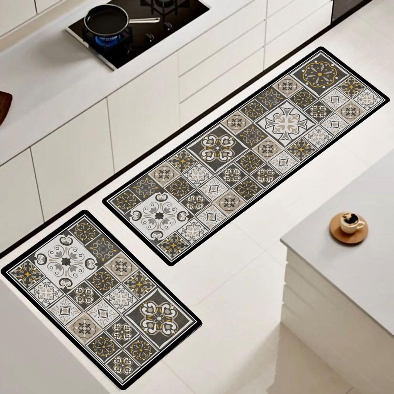 Wyj Hogar - Set De 02 Alfombra De Cocina Impermeable De Cuero Nappa Md09