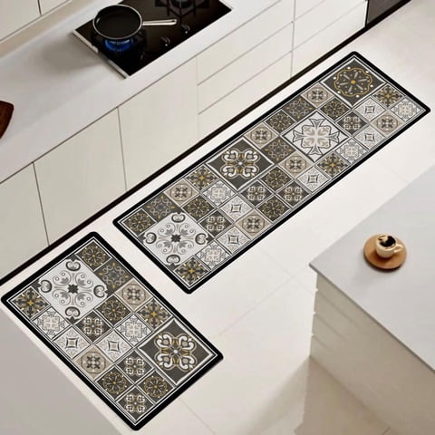 Wyj Hogar - Set De 02 Alfombra De Cocina Impermeable De Cuero Nappa Md09