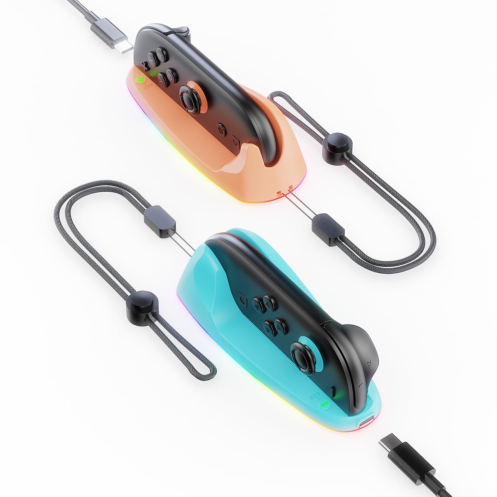 Genérico - Pack De 2 Ratones Recargables Switch2 Para Mano Izquierda Y Derecha Con Base Magnética Y Luz Ambiental Para Mandos Joy-con De Nintendo Switch 2