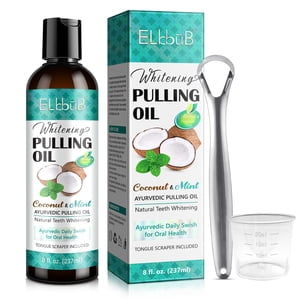 Elbbub - Enjuague Bucal Con Aceite De Coco Y Menta Ayurvédica Con Raspador De Lengua